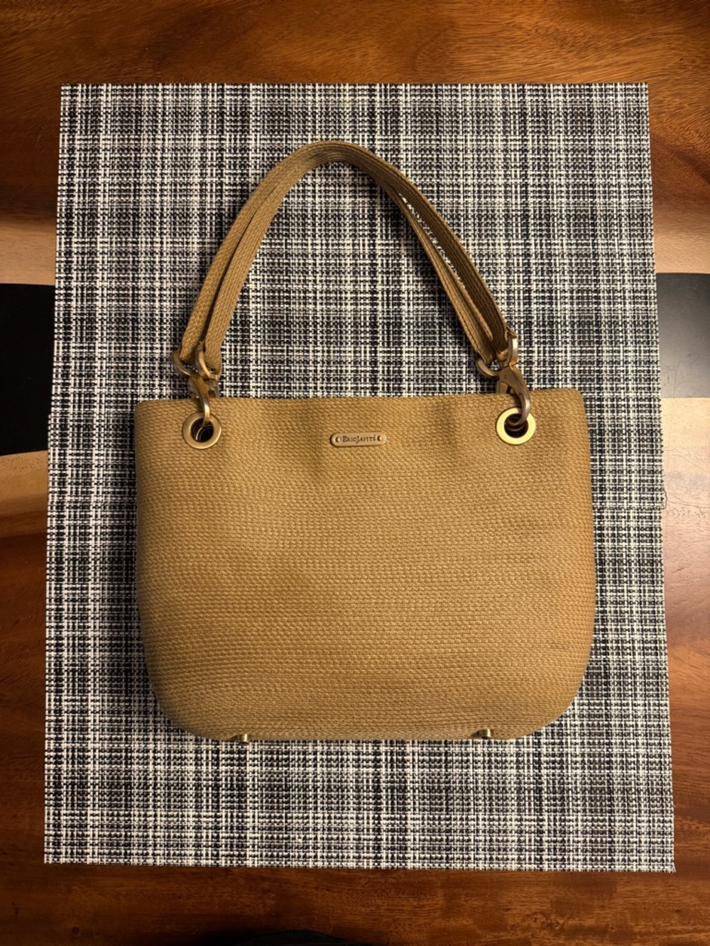 ERIC JAVITS Raffia Bucket Bag Neutral Straw Shoulder Tote - Picture 4 of 8